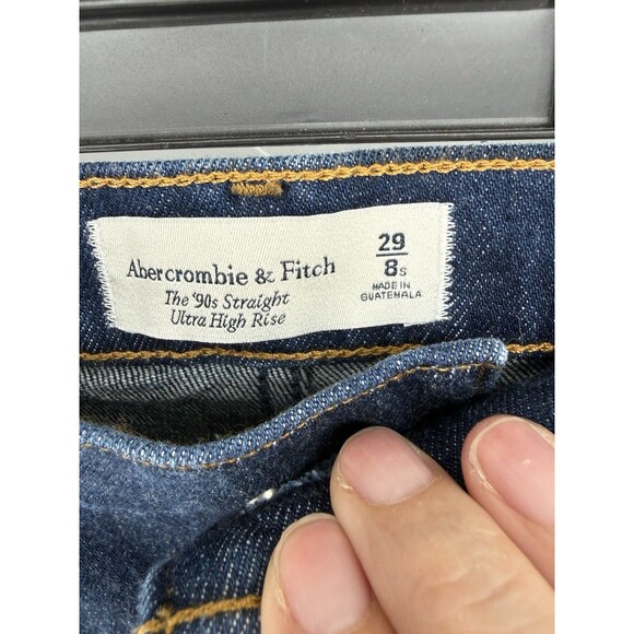 Abercrombie Fitch 90s Straight Ultra High Rise Medium Wash Jeans Size 8 29 Short - Picture 2 of 11